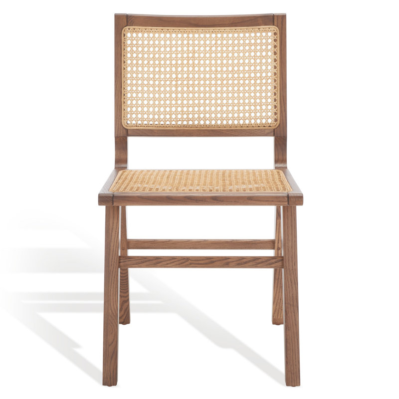 Elegant Coastal Walnut and French Cane Side Chair, 23"x34"