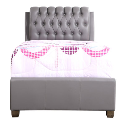 Lit simple gris avec saveur contemporaine - H 48 po x l 41 po Construction compacte et stable Assemblage simple Dimensions fournies pour un confort facile