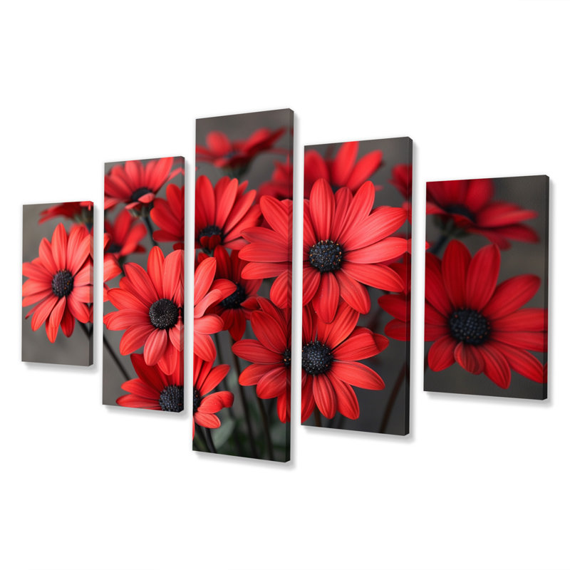 Ensemble de décorations murales monochromes rouges, noirs et romantiques