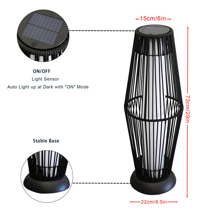 Ensemble de 2 lampes solaires de plancher d'extérieur JHY DESIGN, Noir