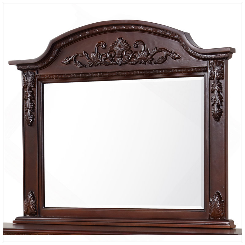 Miroir encadré avec finition cerisier riche, verre à faible distorsion pour des reflets clairs et fabrication en bois d'ingénierie durable