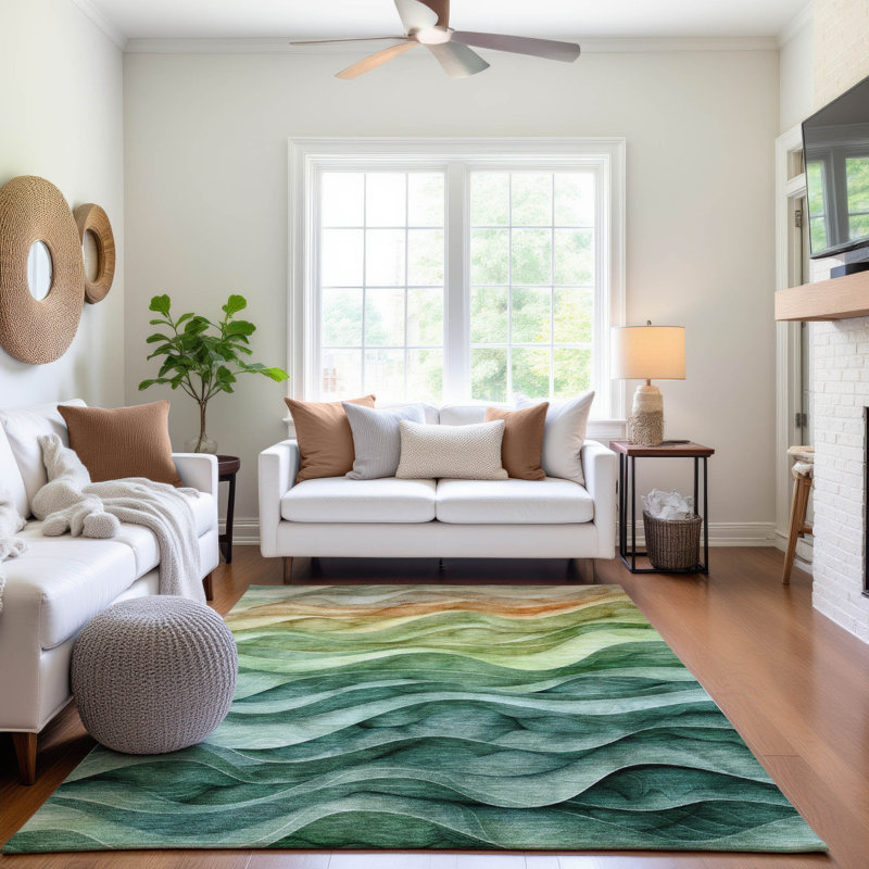 Premium Machine Washable Alijah AMF1242 Swirls Rug, Rectangle 10' x 14'