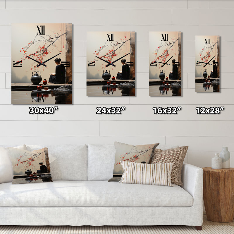 Japon Art Tea Ceremony II - Food & Beverage Kitchen Clocks, 40" H x 30" W x 1" D