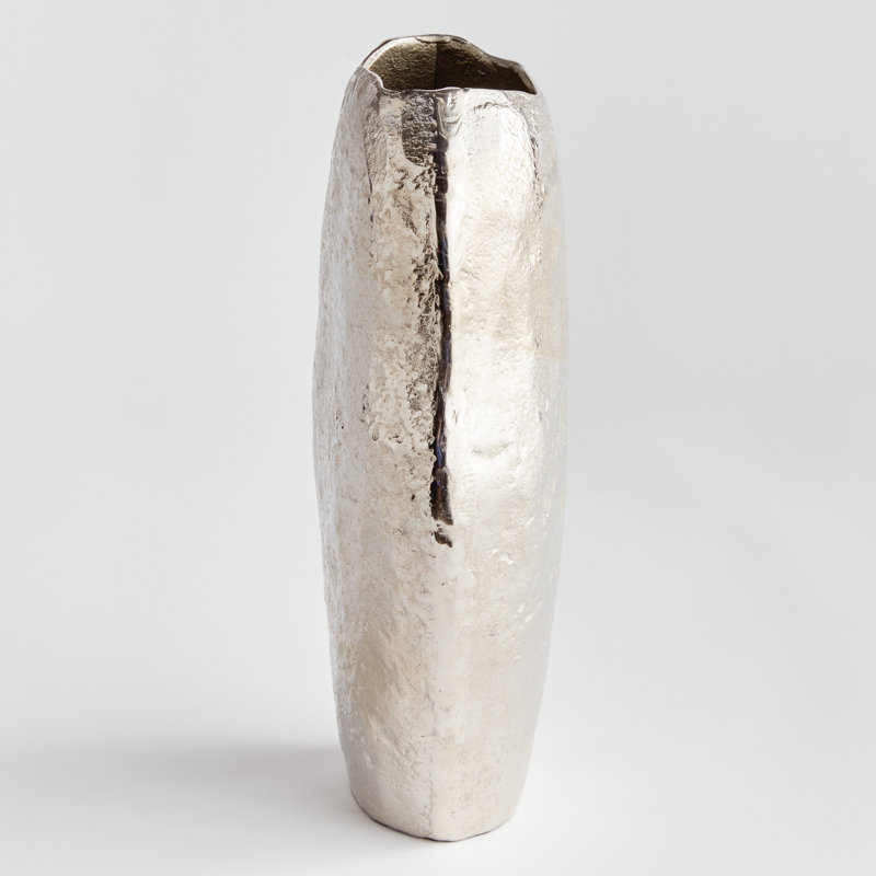 Harlin Short Vase, 13.25" H x 8" W x 3.75" D, Silver