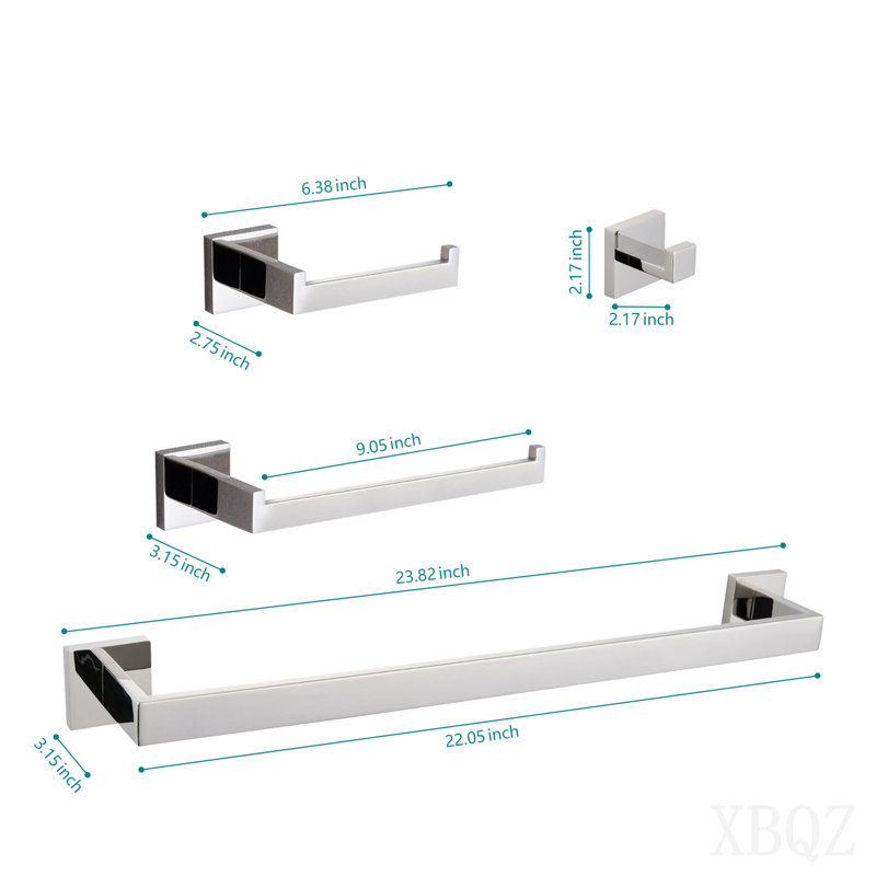 4 - Piece Bathroom Hardware Set, Chrome