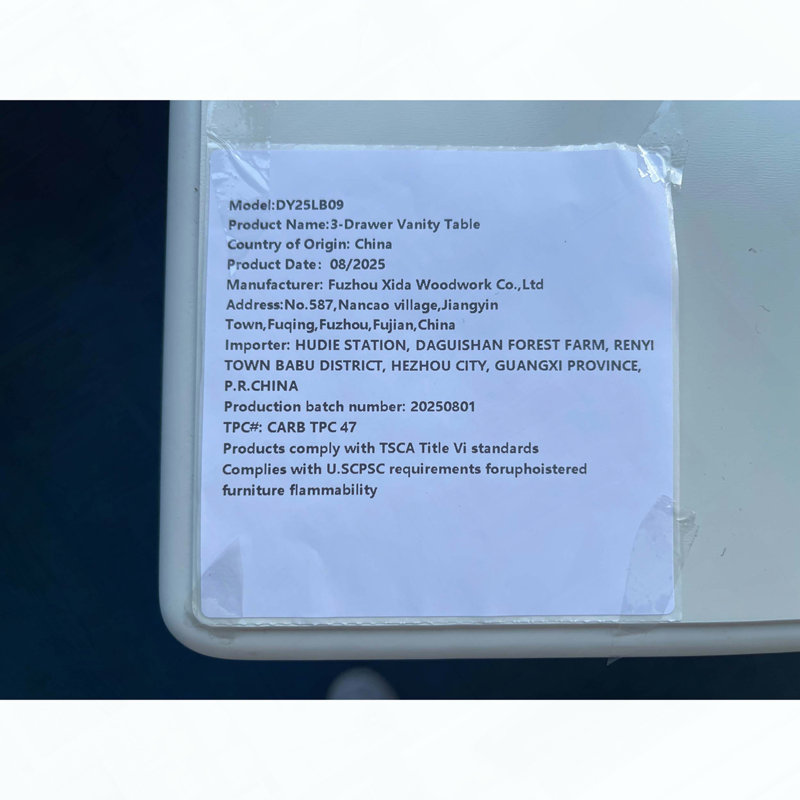 Bureau de coiffeuse crème blanc avec 3 tiroirs, coiffeuse polyvalente