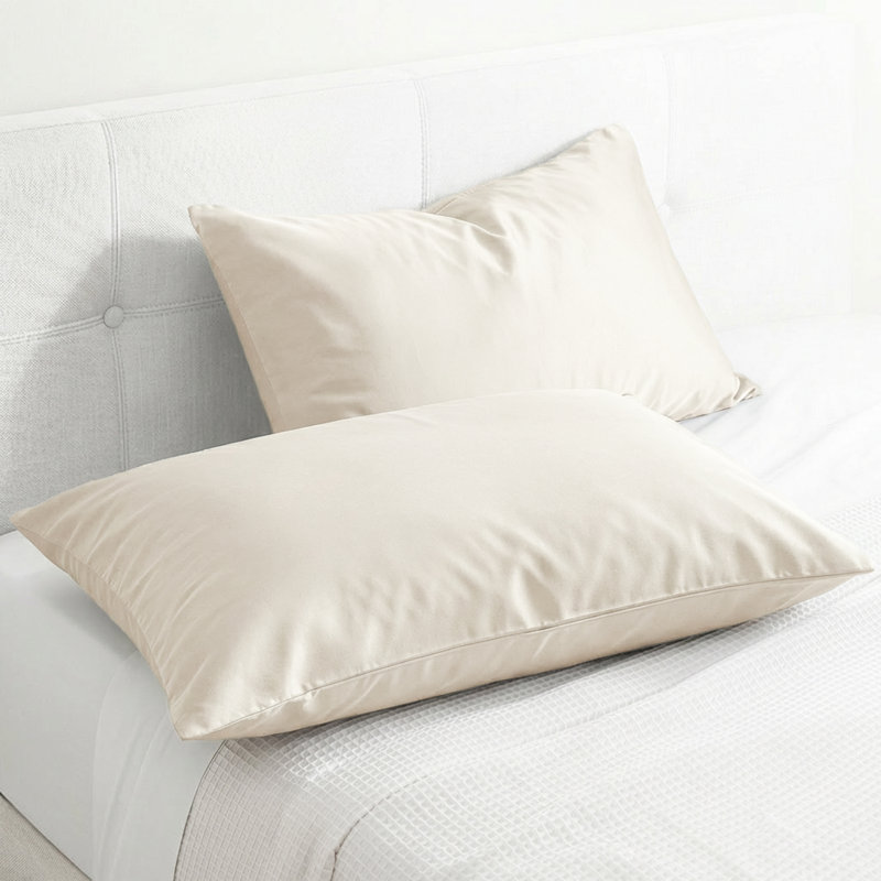 American Soft Linen 100% Cotton Sateen Pillowcase Set (Set of 2) - Soft, Breathable, Hotel Quality Pillow Covers, Beige