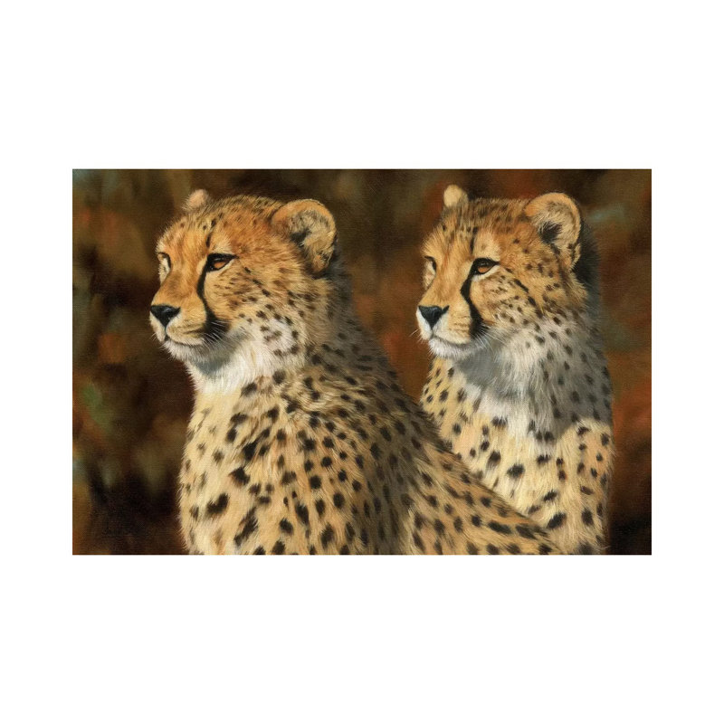 Cheetah Brothers by David Stribbling - Wrapped Canvas Print, 20.32 cm H x 30.48 cm W