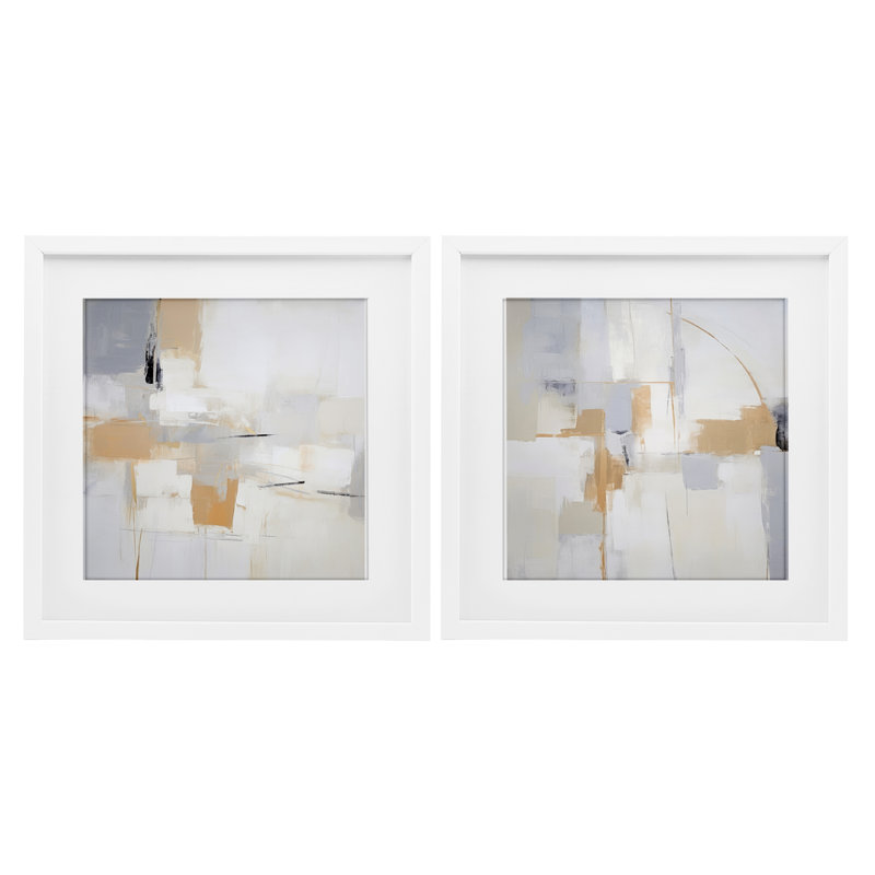 Ensemble de 2 impressions encadrées sous verre Streaked Yellow Visionaries, design par Irena Orlov, H 16 po x l 16 po