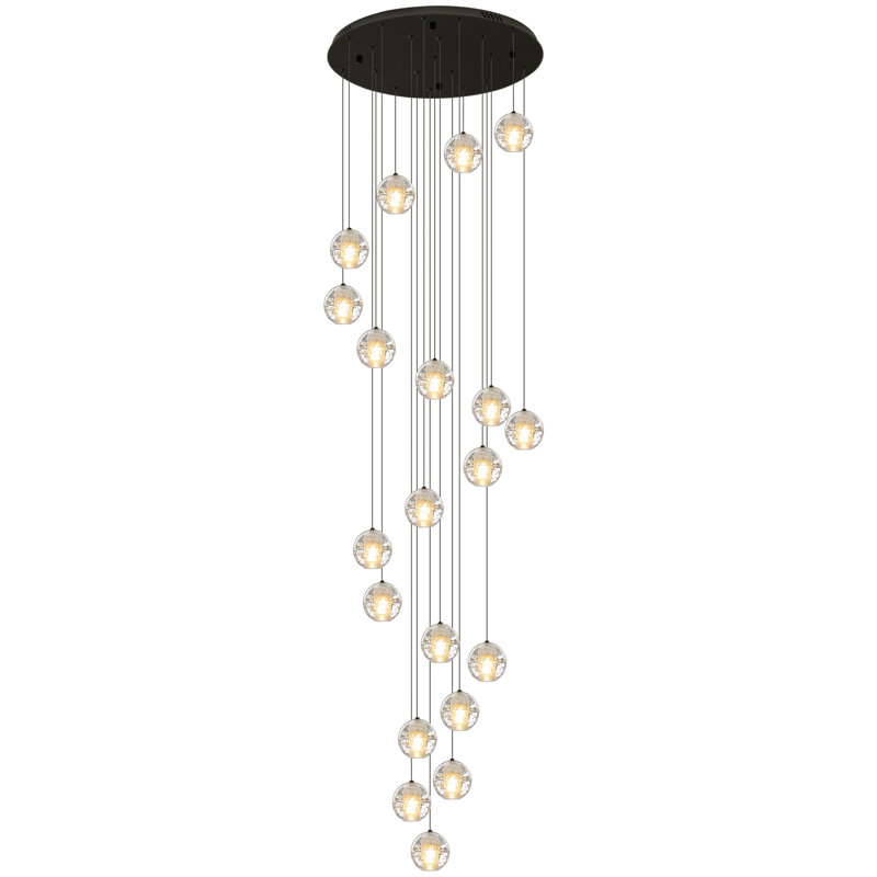 Daivelis 20 - Light Stainless Steel Chandelier, 150" H X 23.6" W X 23.6" D, Black