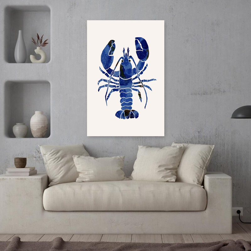 Aquarelle, homard bleu, homard abstrait, art mural, H 36 po x l 24 po