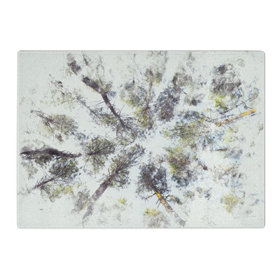 Tempered Glass Tree Tops Watercolour Chopping Board