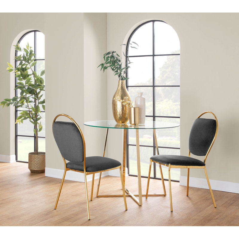 Kayda Velvet Upholstered Side Chairs, Black Velvet