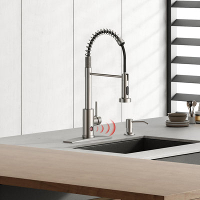 Robinet de cuisine rétractable sans contact avec plaque de pont