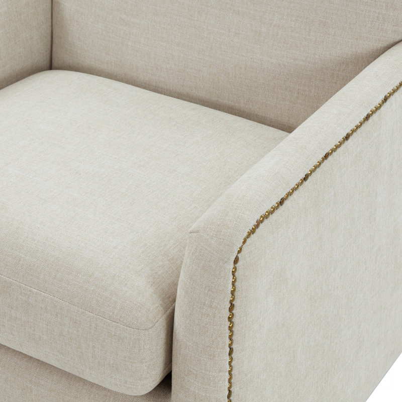 Fauteuil d'appoint pivotant avec garniture cloutée Torrance, Beige