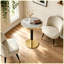 Table basse ronde de luxe moderne 23,6 po, plateau en panneau de fibres à densité moyenne à texture marbrée avec finition peinture UV, bordure en acier inoxydable, pieds en métal, table d'appoint de salon-130621715