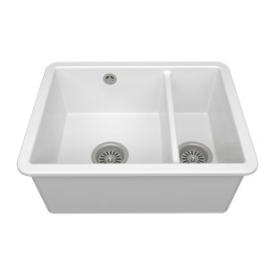 Terralife 430mm W Double Bowl Ceramic Kitchen Sink