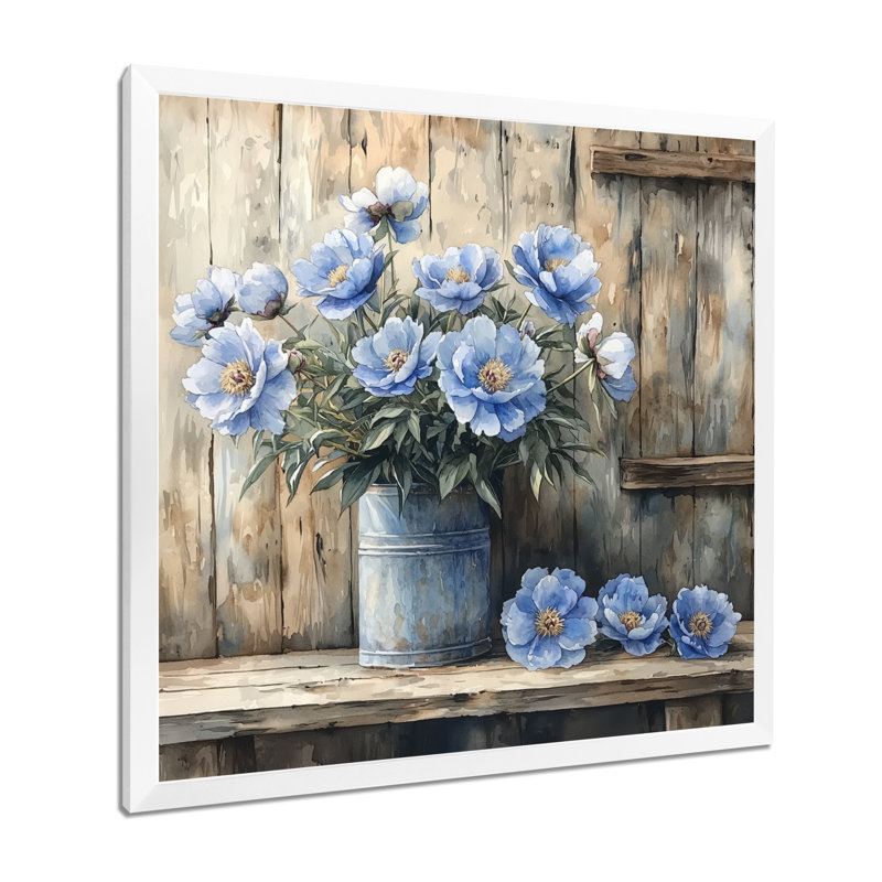 Lampert - Floral Wall Art, Single Picture Framed Print, 16" H x 16" W, White