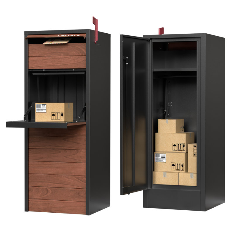 Large Parcel Drop Box with Rear Access – Weather-Resistant Galvanized Steel Locking Mailbox