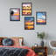 «Coastal Palm Tree Beach Ocean Sea Sunset», ensemble de 4 impressions murales multicolores encadrées sur papier-93012053-93012052