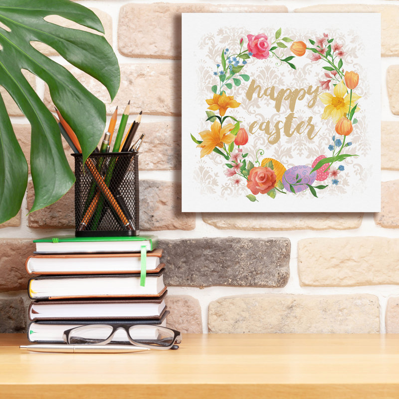 «Spring Wreath» par Fiona Stokes-Gilbert, art mural sur toile, H 12 po x l 12 po x P 0,75 po