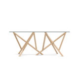 Baton Glass Top Table With Double Pedestal Base