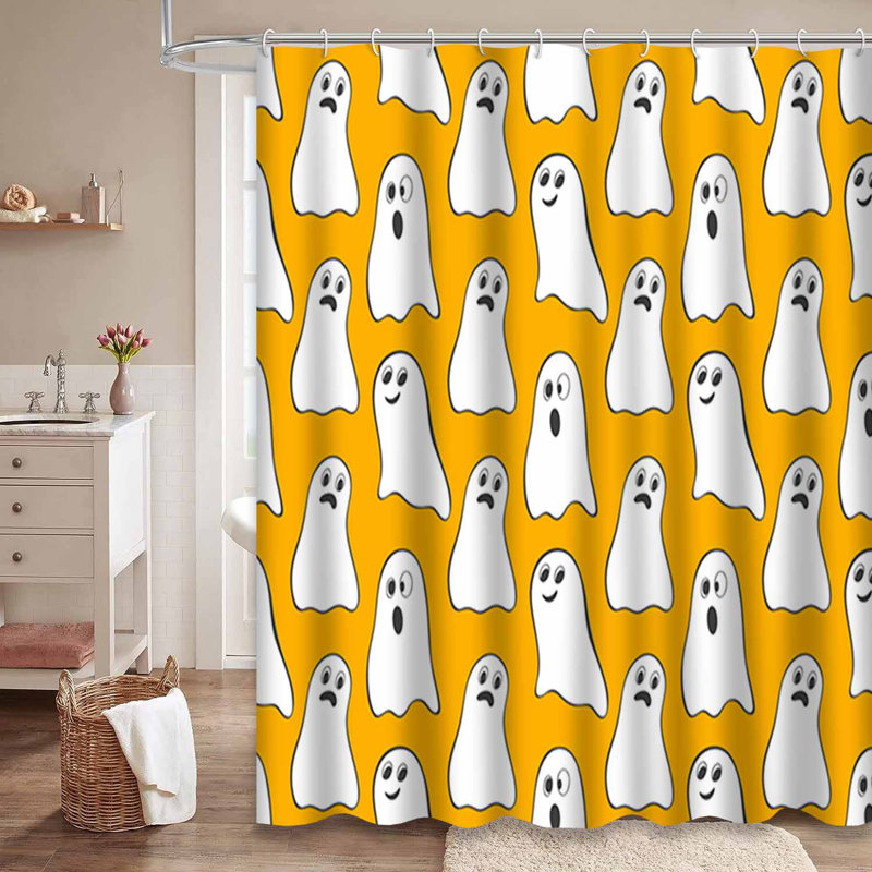 Rideau de douche avec 12 crochets Halloween, L 72 po x l 78 po