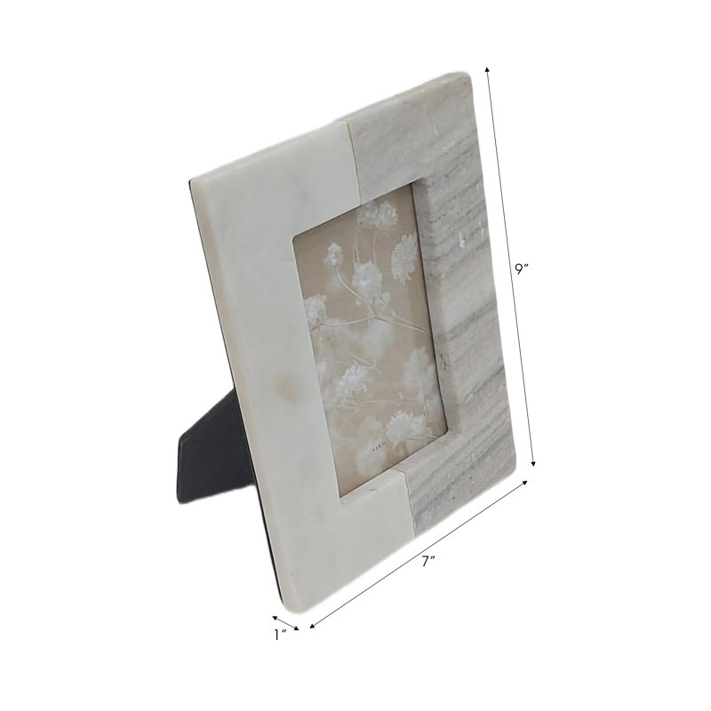 Sagebrook Home 4X6 2-Tone Marble Photo Frame, Ivory/Beige, Ivory, 4" W x 6" H
