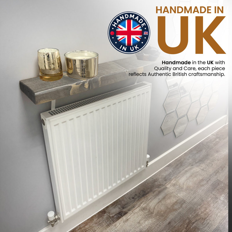 Wood Radiator Shelf with Reclaimed Wood, 4.5cm H x 100cm W x 22cm D, Driftwood
