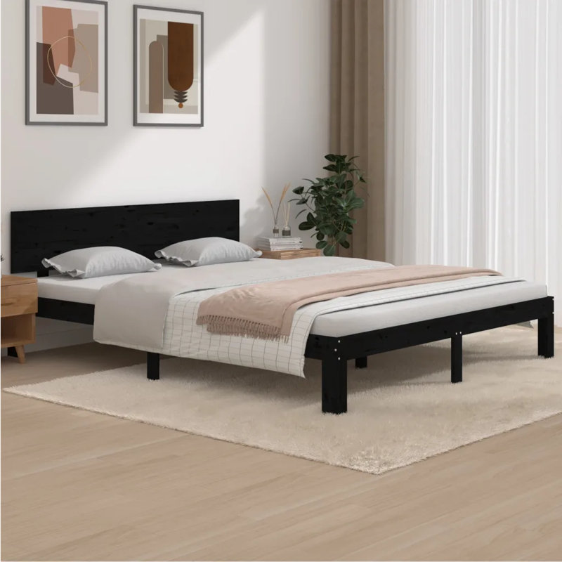 Jahvaughn Solid Wood Bed, Black, Small Single (2'6)