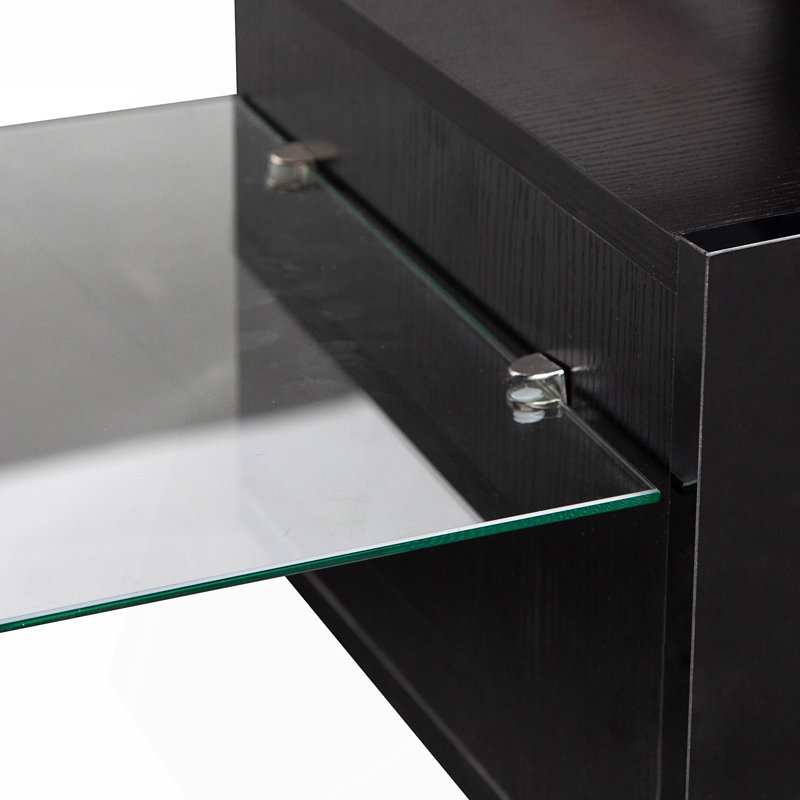 High Gloss TV Stand With LED Lights For Tvs Up To 65'', Modern TV Console With Storage Cabinets For Living Room, Black