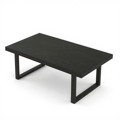 Envelor Black Oak Wood Rectangle Coffee Table, Modern Wood Cocktail Table with Metal Legs for Living Room, 39.4"L x 21.6"W x 17.9"H