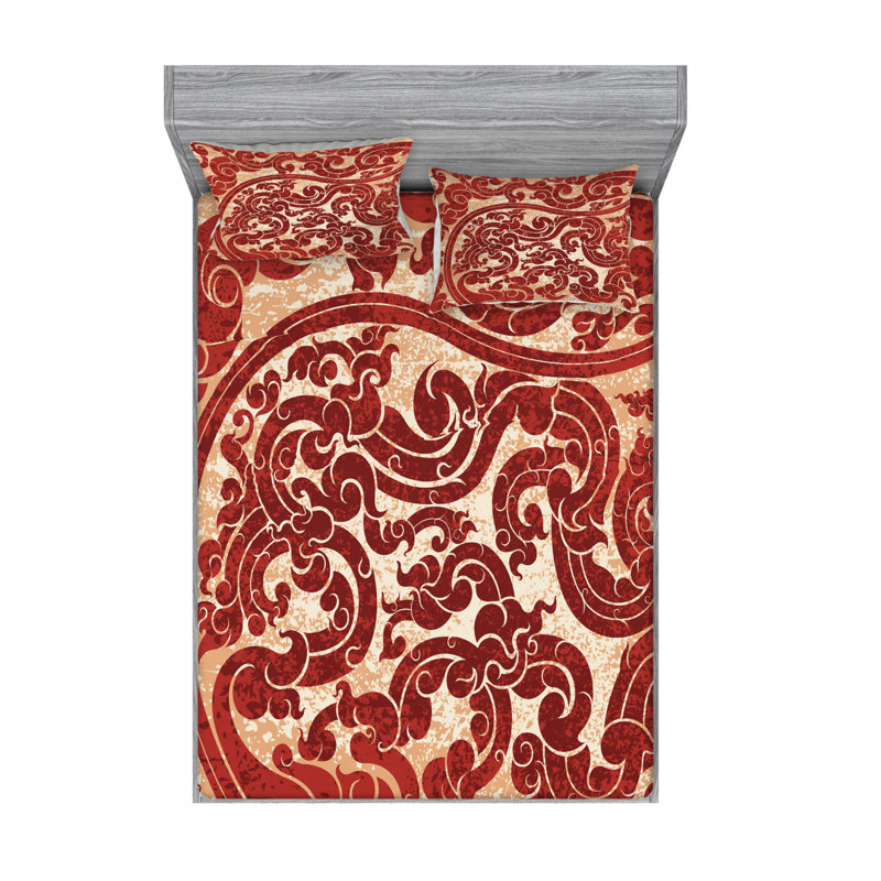 Microfiber Paisley Sheet Set, Full/Double Sheet Set+Fitted Sheet + 2 Pillowcases