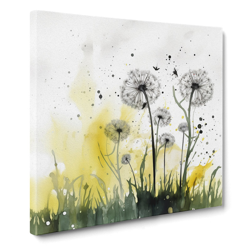 Dandelion Splatter Art No.1 - Wrapped Canvas, 50cm H x 50cm W x 3cm D