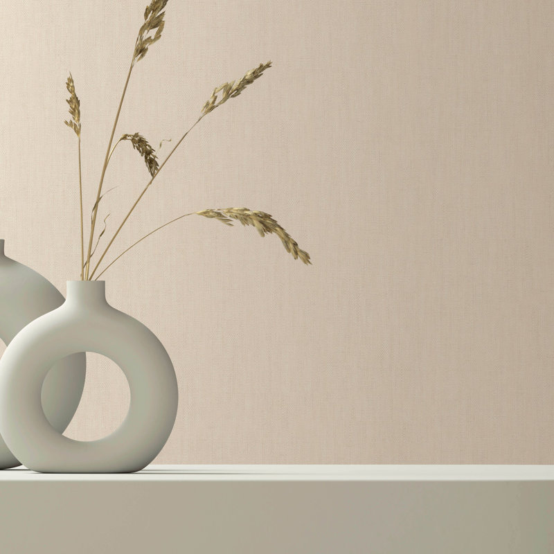 Earth Collection Textured Linen Effect Wallpaper Roll, Tan
