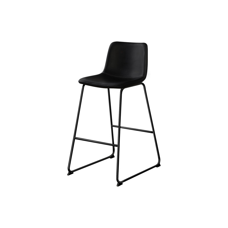 Chaise de bureau, hauteur de bar, debout, bureau d'ordinateur, bureau, aspect cuir noir, métal noir, contemporain, moderne