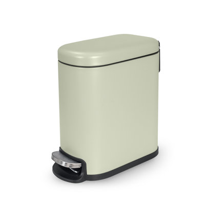 Acento Linea 1.3 Gallon Slim Rectangular Step Trash Can with Soft Close Lid, Removable Inner Bucket and Foot Pedal, Sage Green