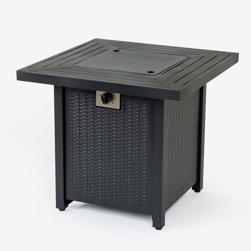 28-Inch Iron Square Propane Fire Pit Table