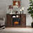Farmhouse Classic Media TV Stand Entertainment Console For TV Up To 50" With 18" Electric Fireplace Insert With Open And Closed Storage Space, 47"W*15.5"D*30.75"H