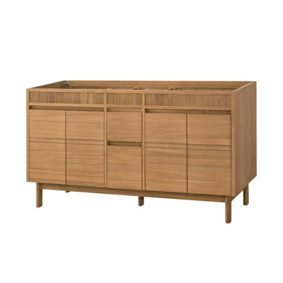 Kayla 60 In. Double Sink Bathroom Vanity In Natural Teak
