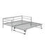 Twin Size Metal Daybed With Adjustable Trundle-1106425880