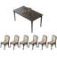 Ensemble de table de salle à manger simple en bois massif noir-98372484