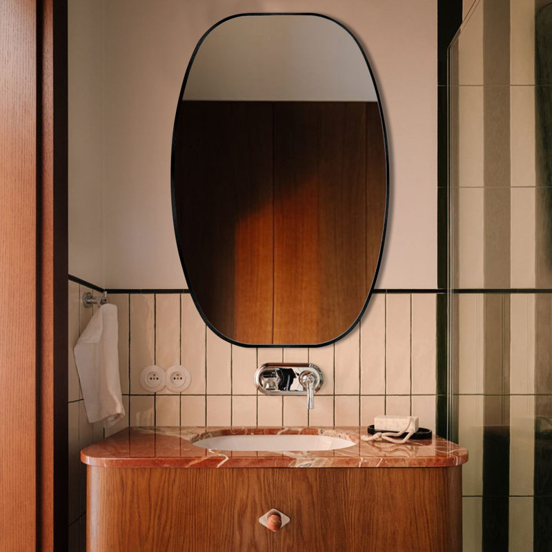 Miroir de salle de bain ovale, Noir, H 40 po x l 30 po