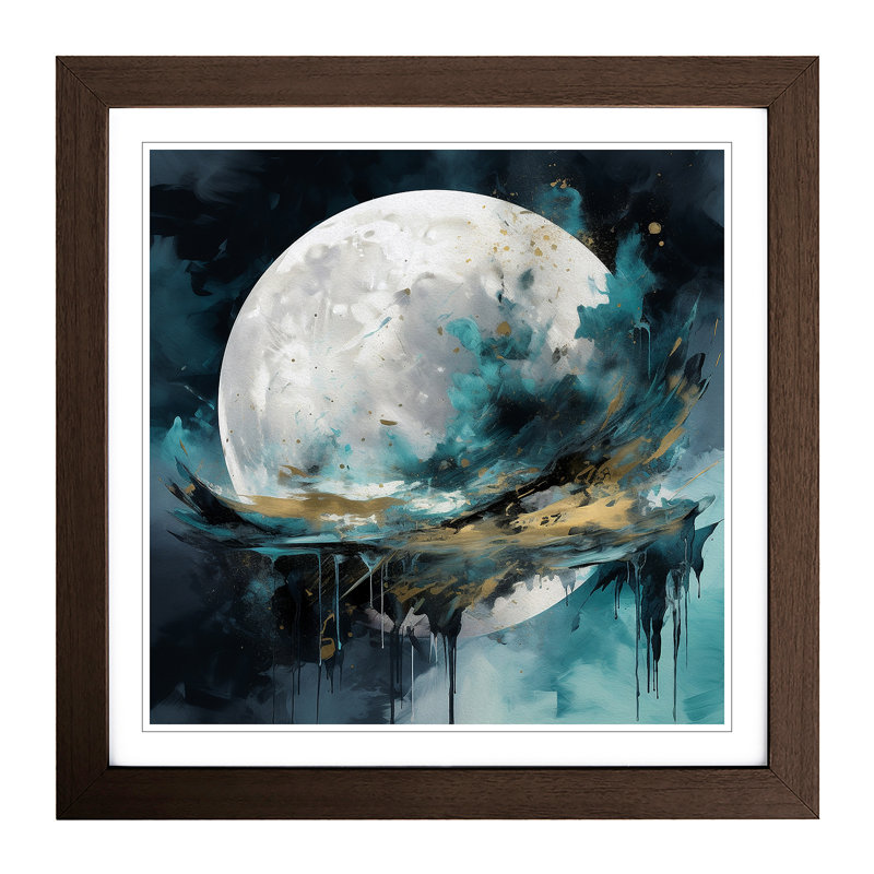 Moon Abstract Art No.1 - Framed Print, Walnut