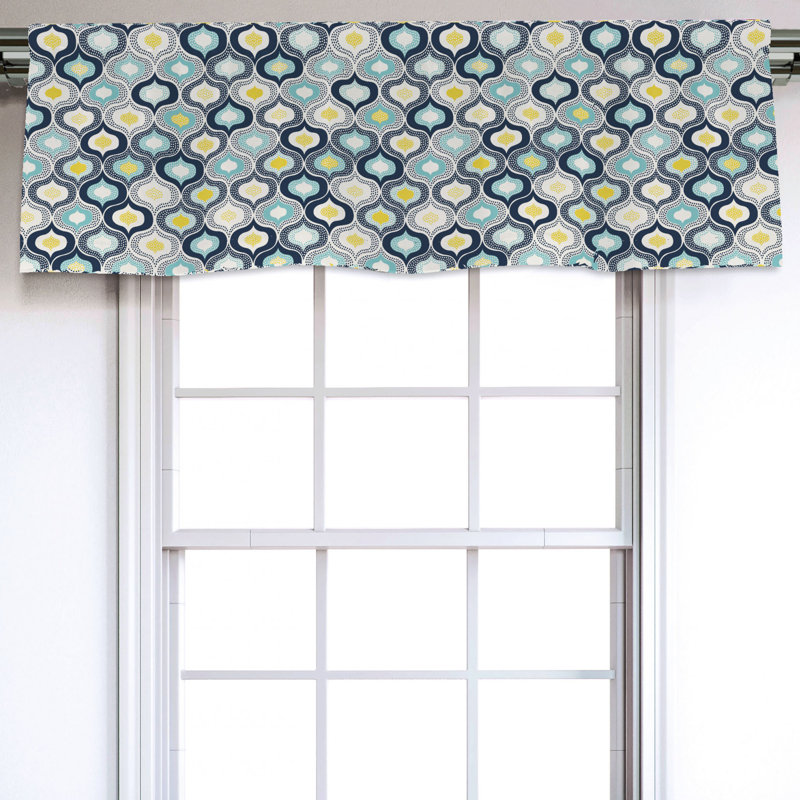 Sateen Geometric Ruffled Window Valance