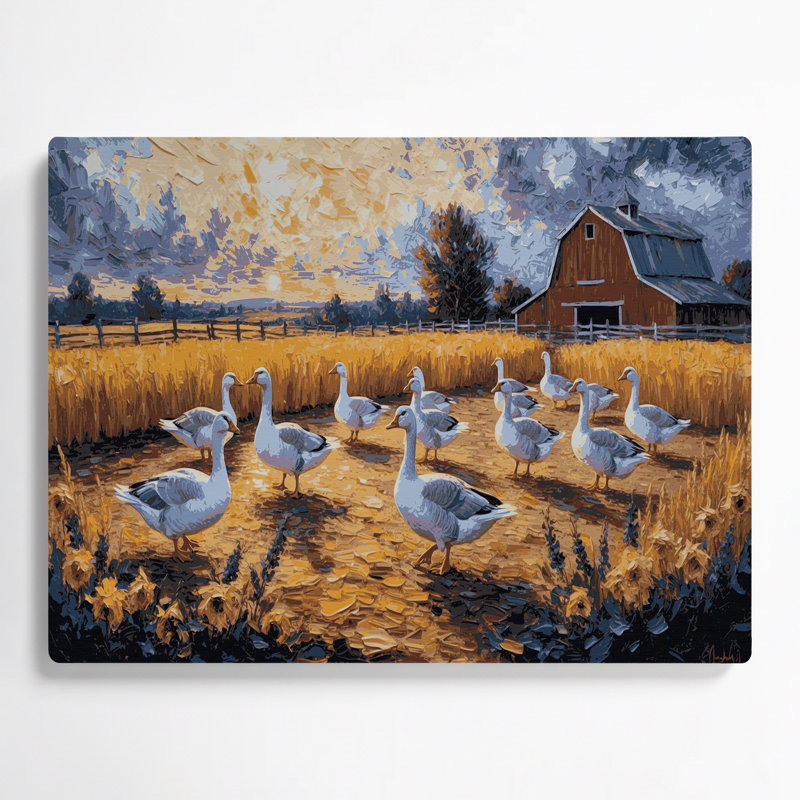 Oies de ferme, art mural en métal brun, H 16 po x l 20 po