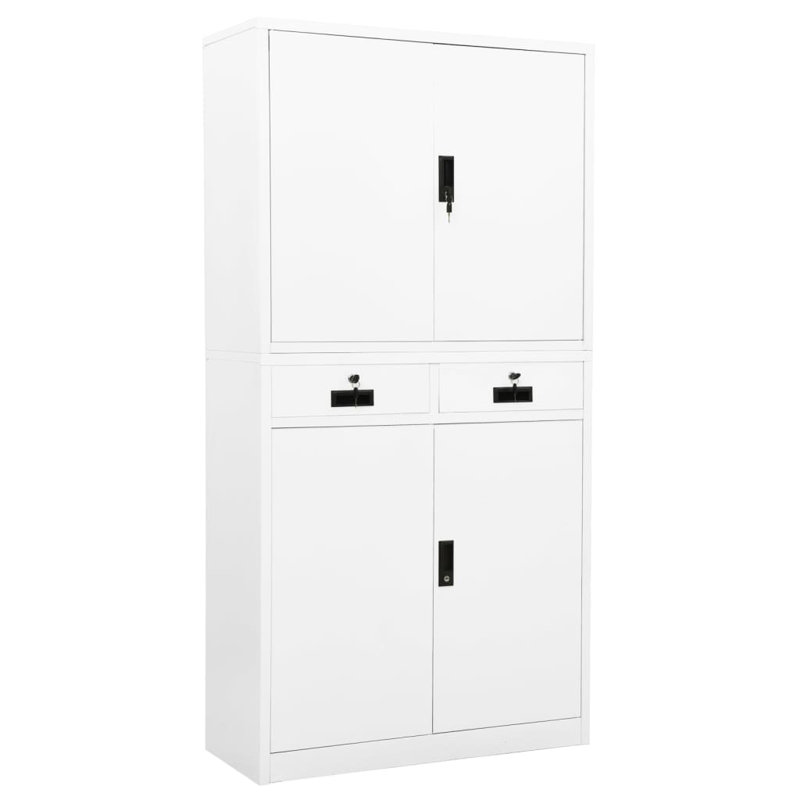 Classeur en métal avec tablettes pour bureau, Blanc