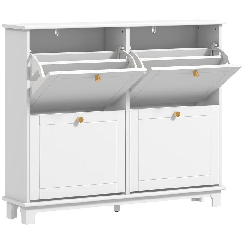 12 Pair Shoe Storage Cabinet, White
