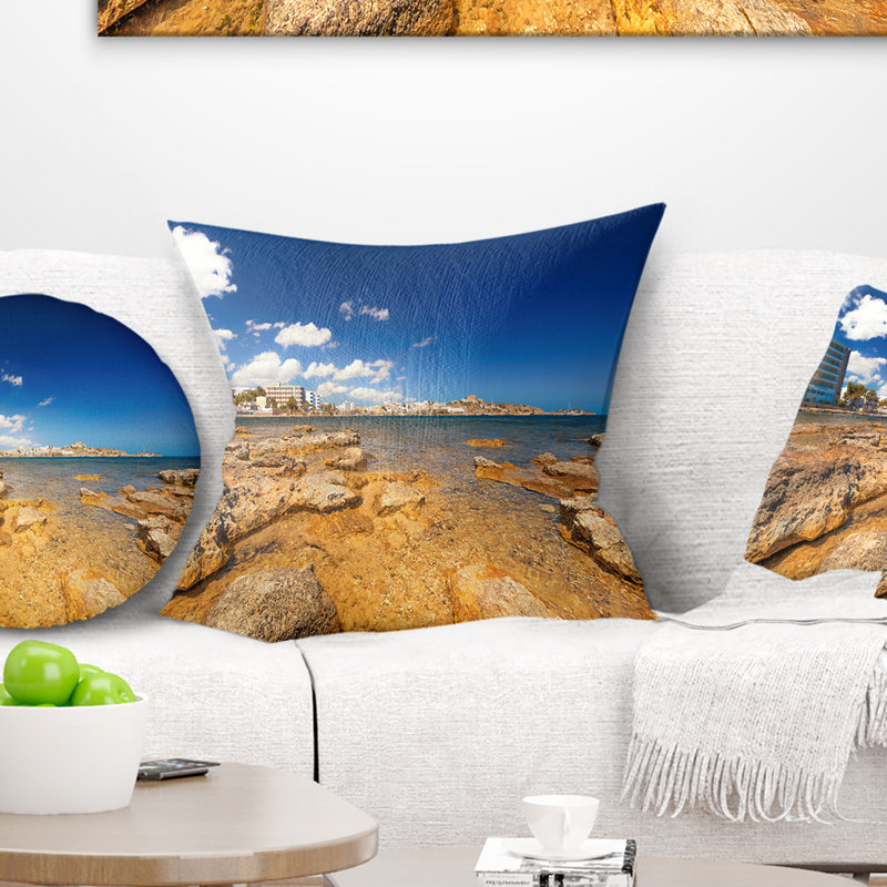 Coussin Paradise Beach à Ibiza Island Seashore, 16 po x 1 po, Coussin décoratif