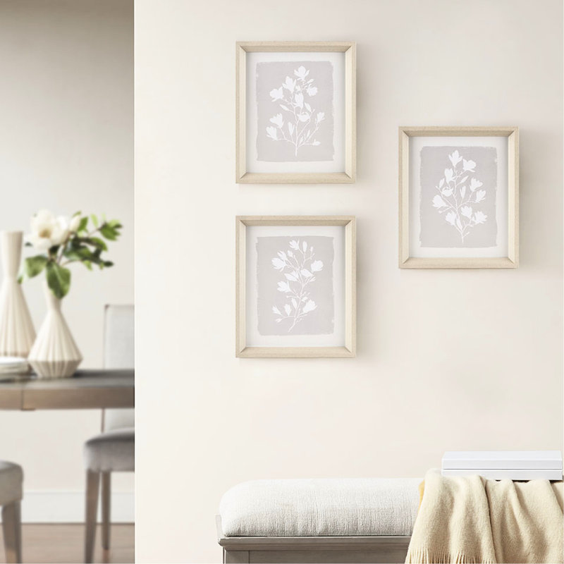 Fair Florets Decor - 3 cadres muraux en verre